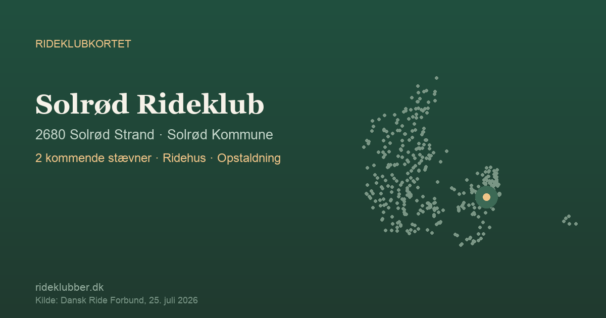 Solrød Rideklub - Solrød Strand | Rideklubkortet markeret på kortet over danske rideklubber