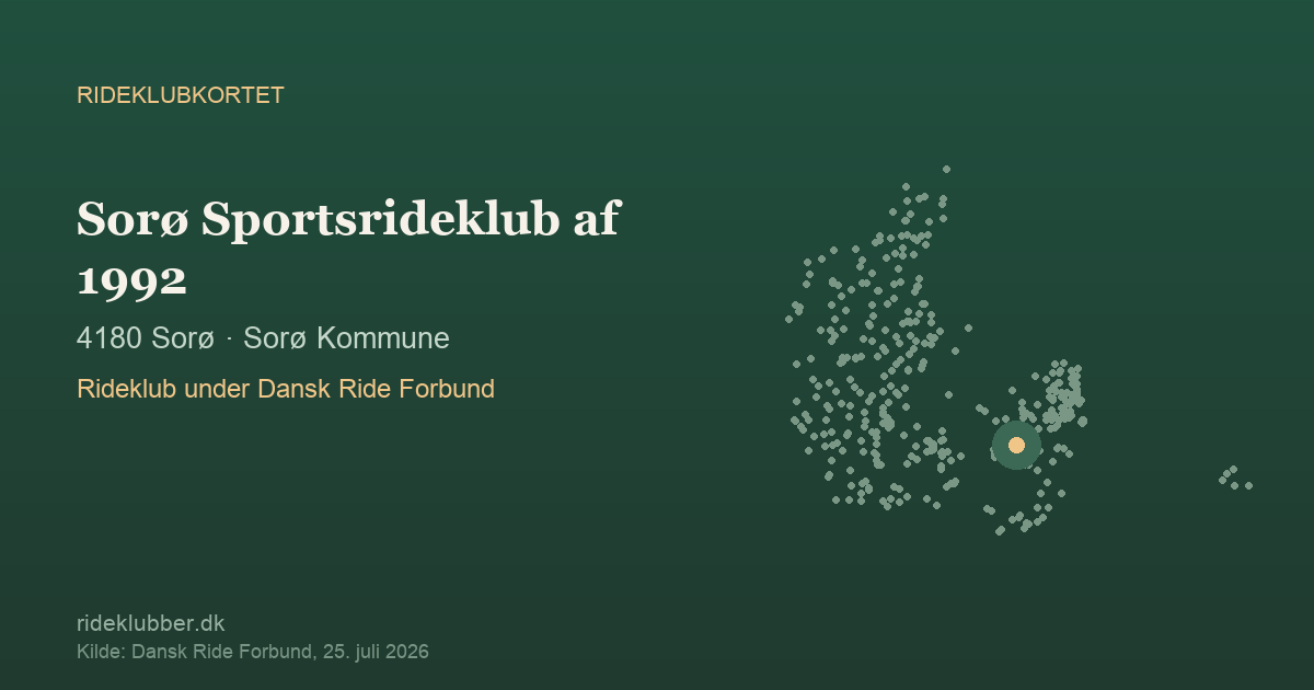 Sorø Sportsrideklub af 1992 - Sorø | Rideklubkortet markeret på kortet over danske rideklubber