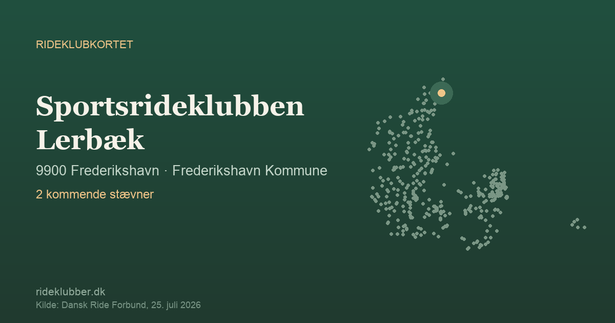 Sportsrideklubben Lerbæk - Frederikshavn | Rideklubkortet markeret på kortet over danske rideklubber