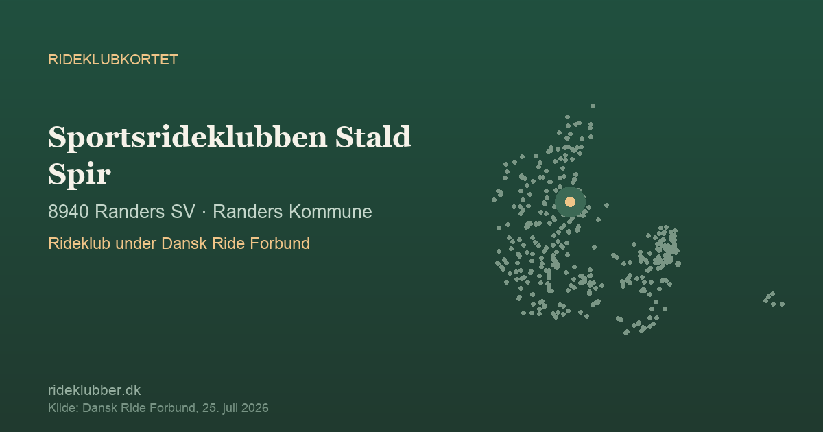 Sportsrideklubben Stald Spir - Randers SV | Rideklubkortet markeret på kortet over danske rideklubber