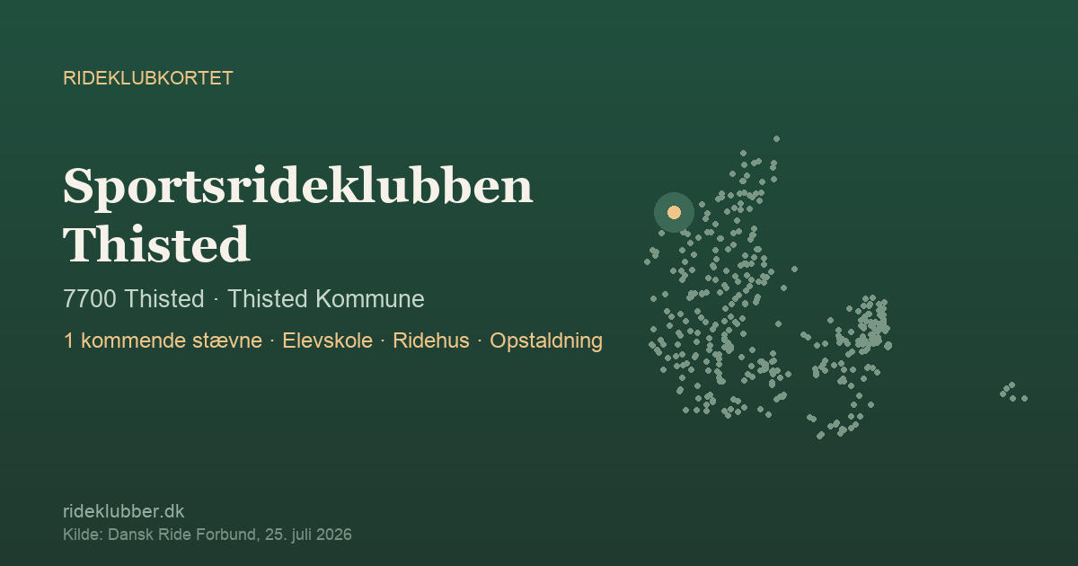 Sportsrideklubben Thisted - Thisted | Rideklubkortet markeret på kortet over danske rideklubber