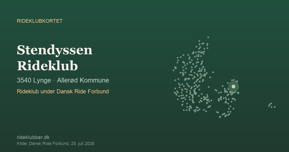 Stendyssen Rideklub - Lynge | Rideklubkortet markeret på kortet over danske rideklubber