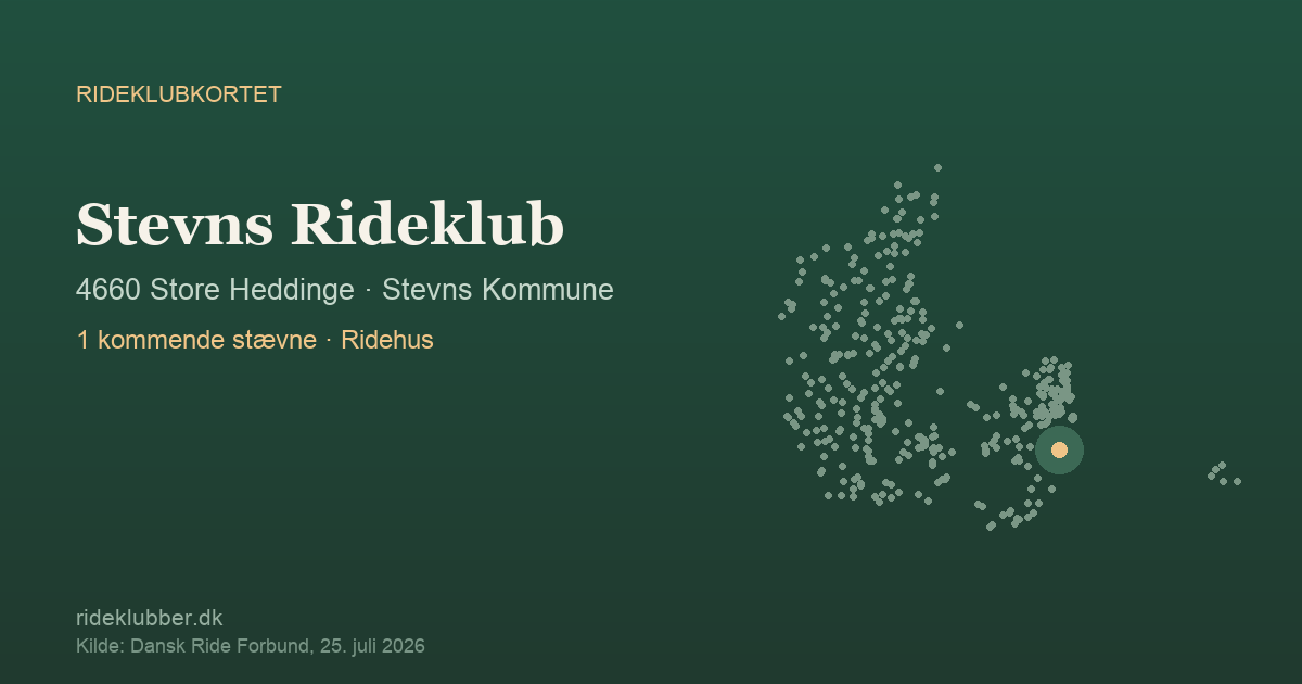 Stevns Rideklub - Store Heddinge | Rideklubkortet markeret på kortet over danske rideklubber