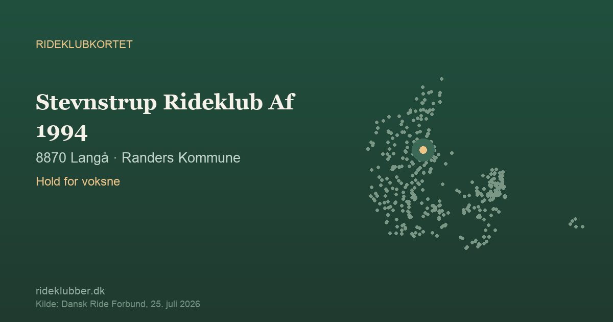 Stevnstrup Rideklub Af 1994 - Langå | Rideklubkortet markeret på kortet over danske rideklubber