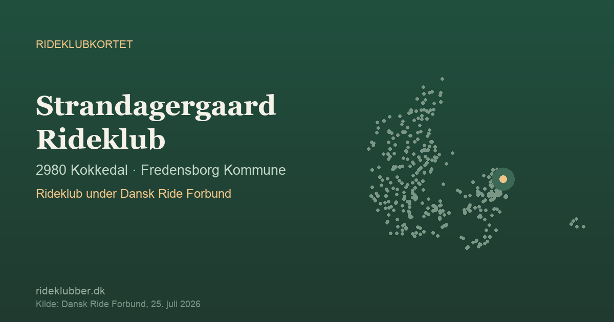 Strandagergaard Rideklub - Kokkedal | Rideklubkortet markeret på kortet over danske rideklubber