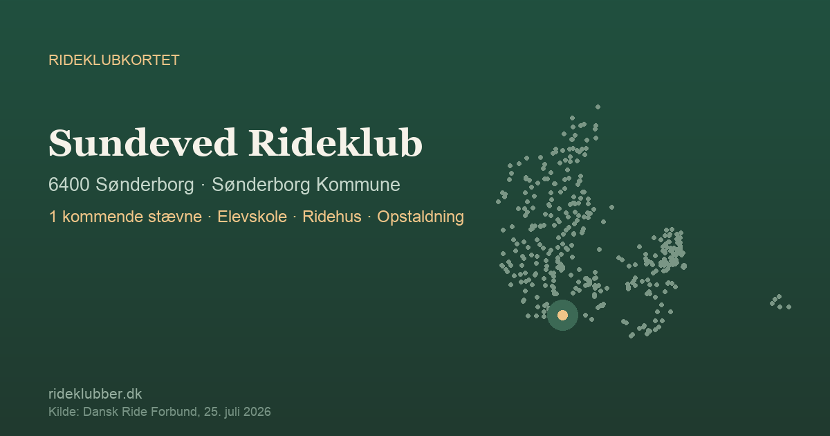 Sundeved Rideklub - Sønderborg | Rideklubkortet markeret på kortet over danske rideklubber