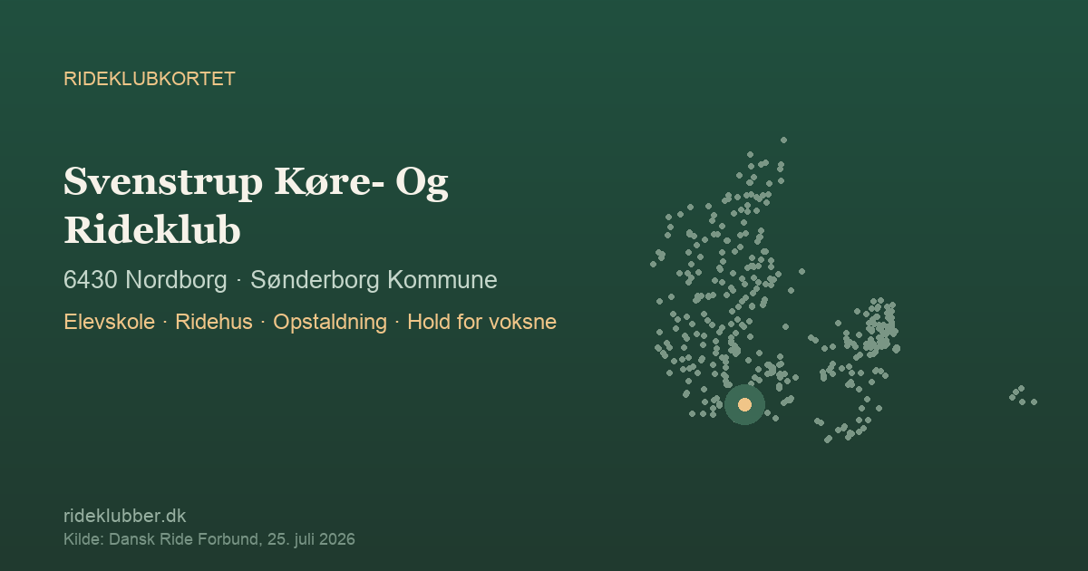 Svenstrup Køre- Og Rideklub - Nordborg | Rideklubkortet markeret på kortet over danske rideklubber