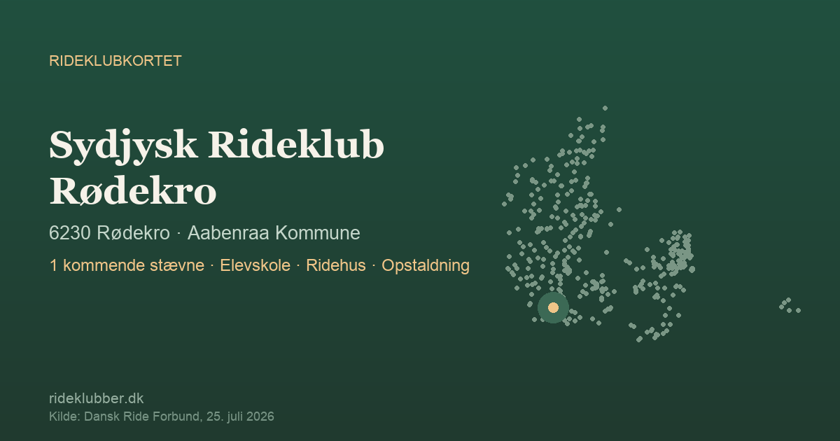Sydjysk Rideklub Rødekro - Rødekro | Rideklubkortet markeret på kortet over danske rideklubber