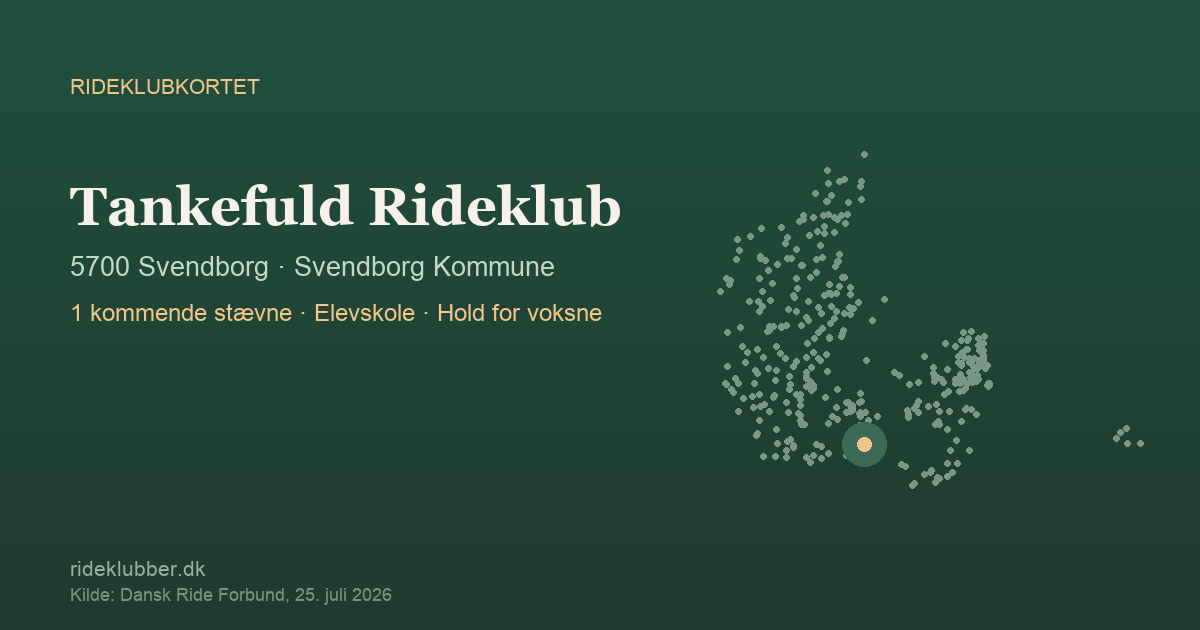 Tankefuld Rideklub - Svendborg | Rideklubkortet markeret på kortet over danske rideklubber