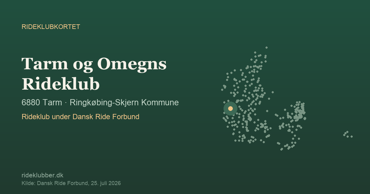 Tarm og Omegns Rideklub - Tarm | Rideklubkortet markeret på kortet over danske rideklubber
