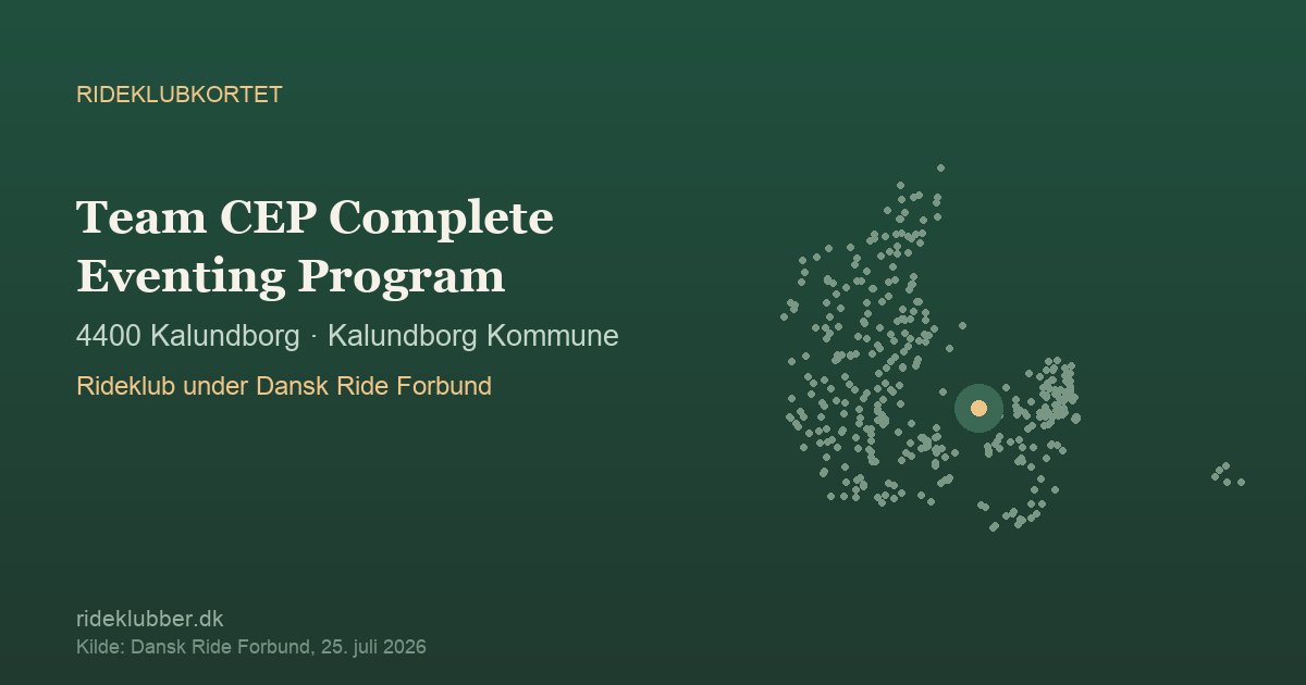 Team CEP Complete Eventing Program - Kalundborg | Rideklubkortet markeret på kortet over danske rideklubber