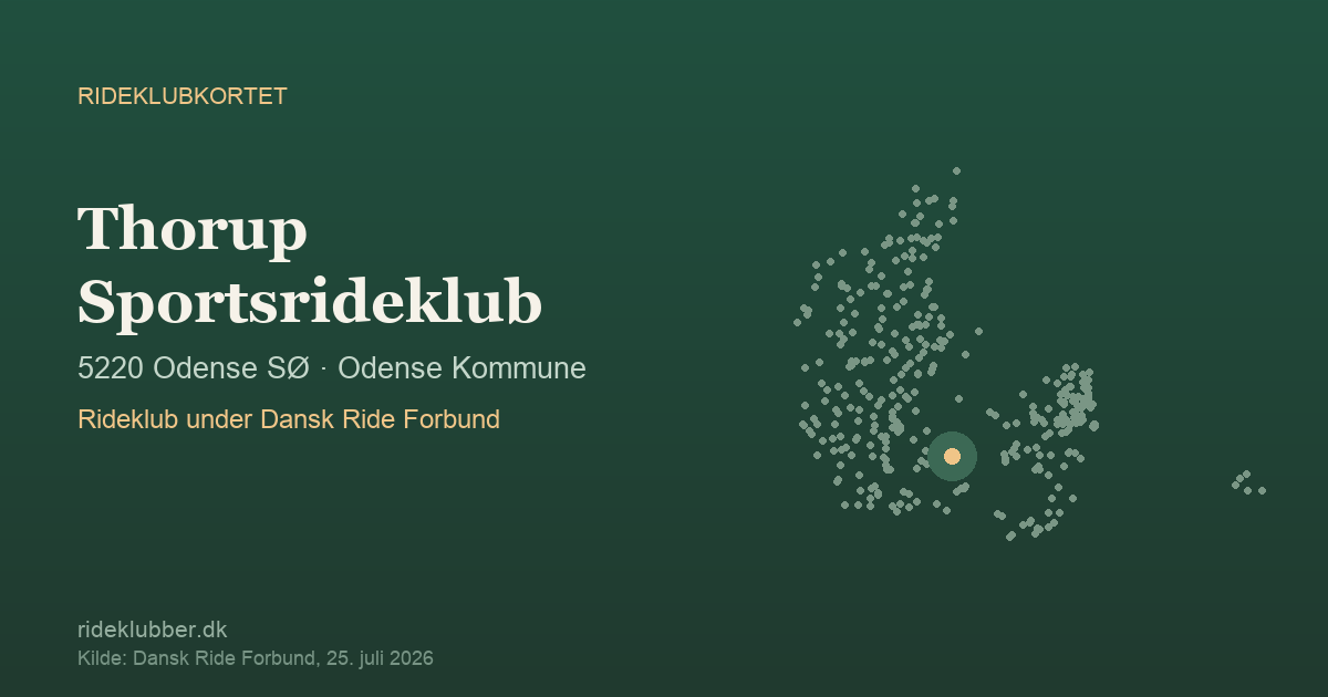 Thorup Sportsrideklub - Odense SØ | Rideklubkortet markeret på kortet over danske rideklubber