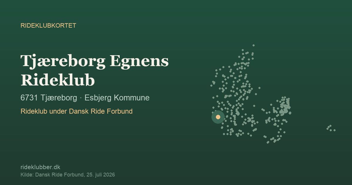 Tjæreborg Egnens Rideklub - Tjæreborg | Rideklubkortet markeret på kortet over danske rideklubber
