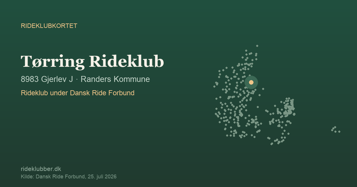 Tørring Rideklub - Gjerlev J | Rideklubkortet markeret på kortet over danske rideklubber