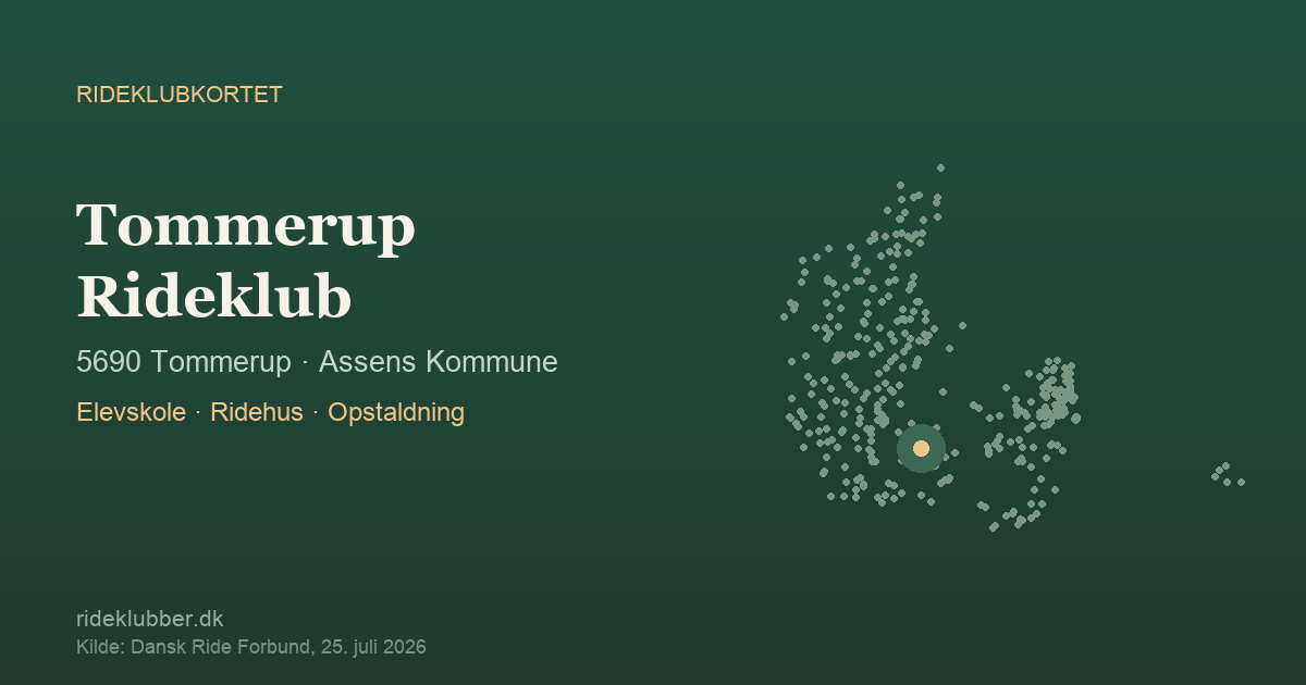 Tommerup Rideklub - Tommerup | Rideklubkortet markeret på kortet over danske rideklubber