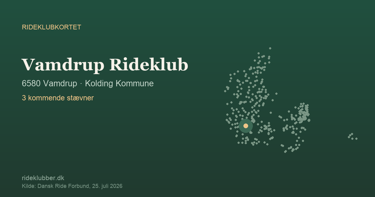 Vamdrup Rideklub - Vamdrup | Rideklubkortet markeret på kortet over danske rideklubber