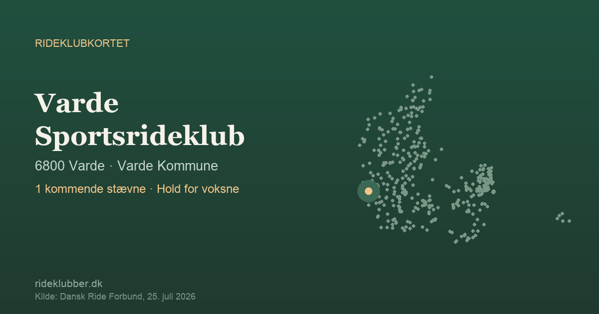 Varde Sportsrideklub - Varde | Rideklubkortet markeret på kortet over danske rideklubber