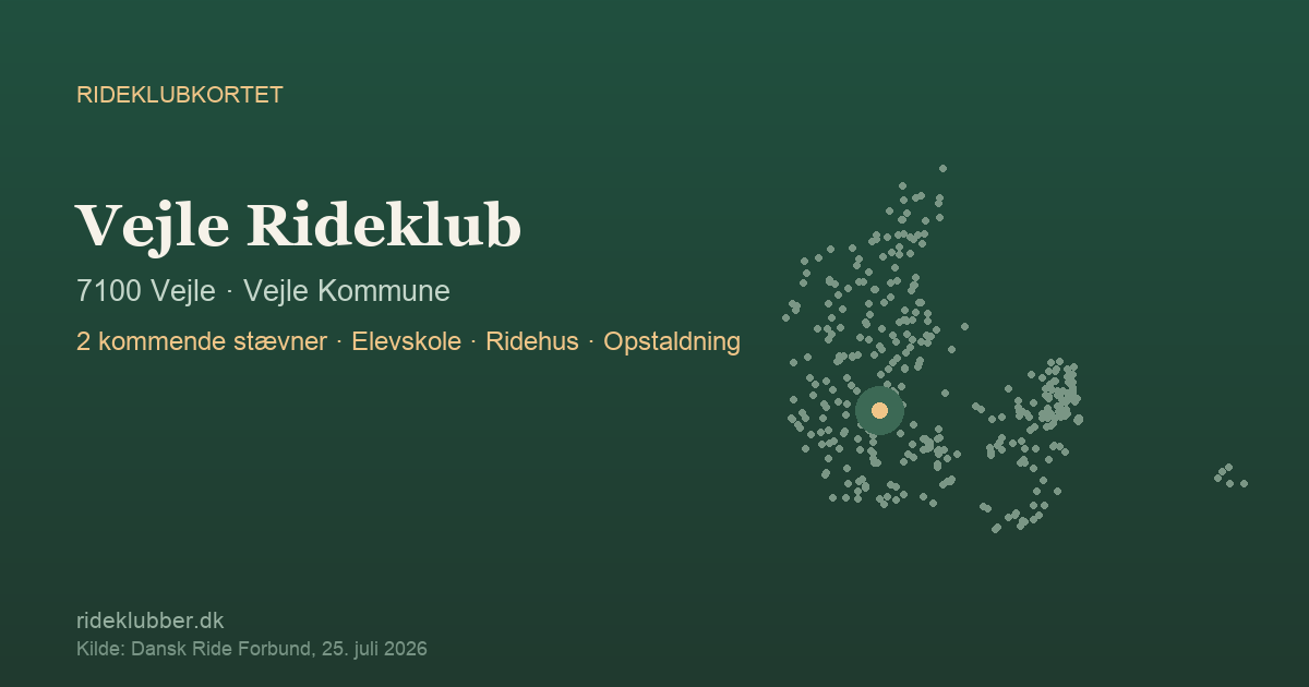 Vejle Rideklub - Vejle | Rideklubkortet markeret på kortet over danske rideklubber