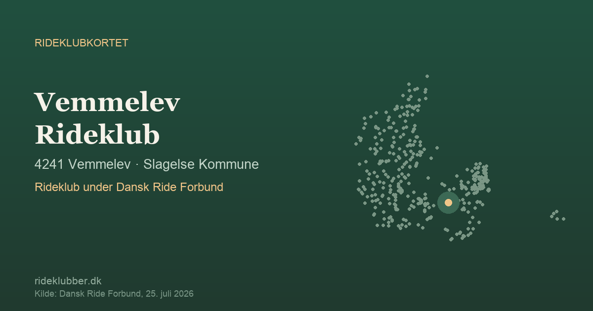 Vemmelev Rideklub - Vemmelev | Rideklubkortet markeret på kortet over danske rideklubber