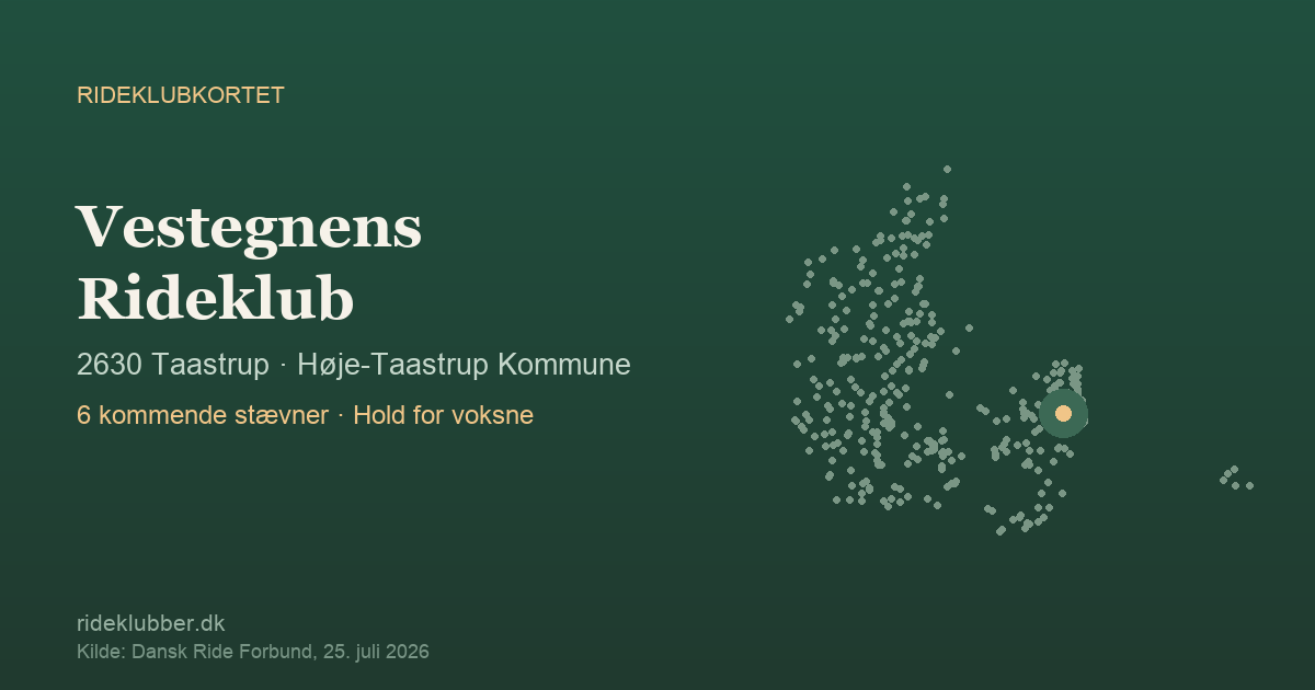 Vestegnens Rideklub - Taastrup | Rideklubkortet markeret på kortet over danske rideklubber