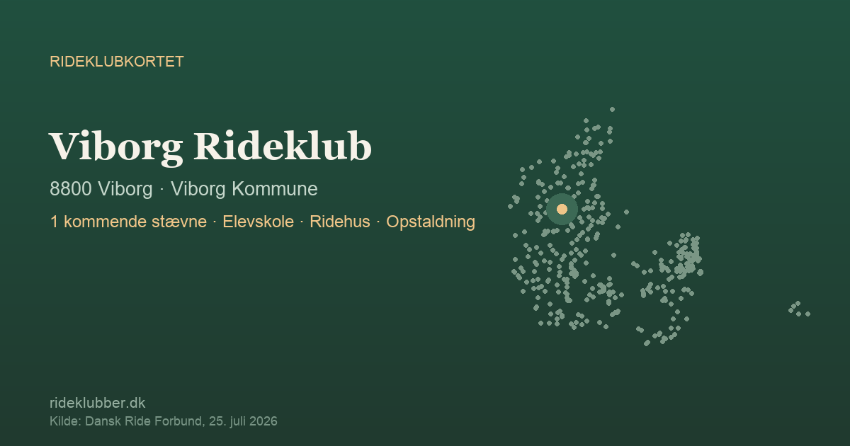 Viborg Rideklub - Viborg | Rideklubkortet markeret på kortet over danske rideklubber