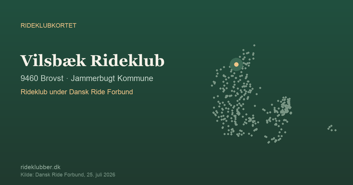 Vilsbæk Rideklub - Brovst | Rideklubkortet markeret på kortet over danske rideklubber