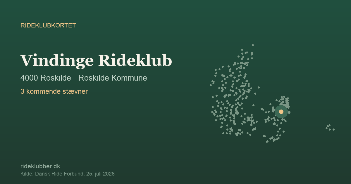 Vindinge Rideklub - Roskilde | Rideklubkortet markeret på kortet over danske rideklubber