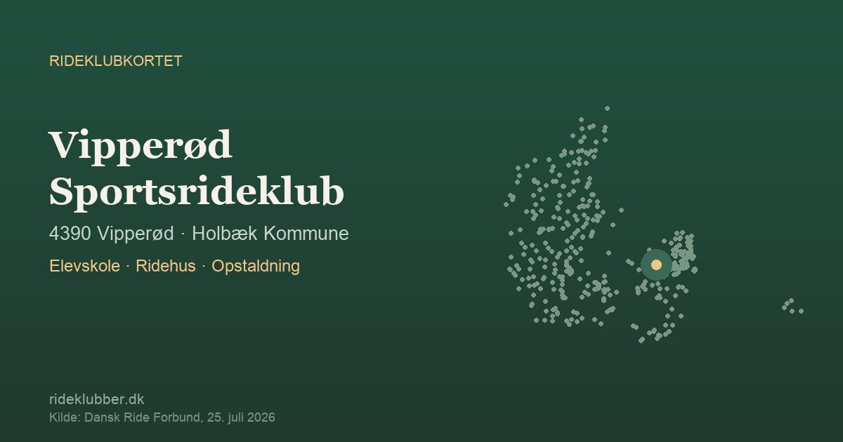 Vipperød Sportsrideklub - Vipperød | Rideklubkortet markeret på kortet over danske rideklubber