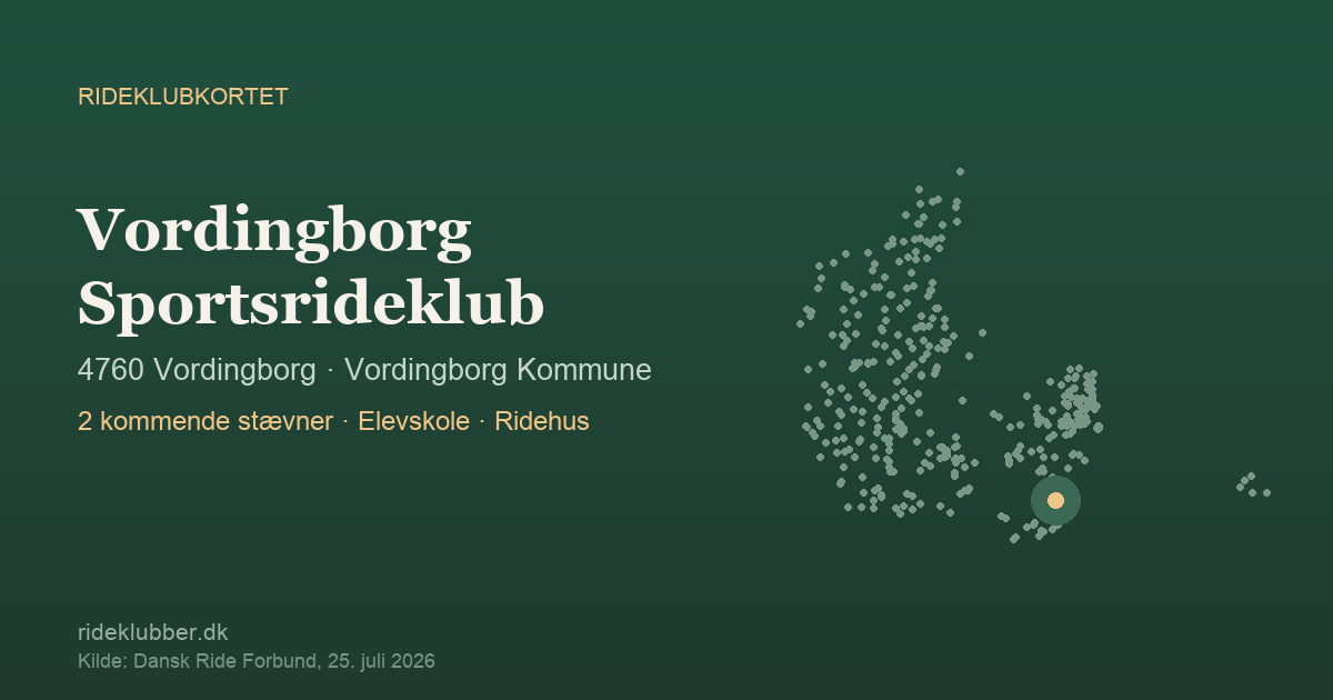 Vordingborg Sportsrideklub - Vordingborg | Rideklubkortet markeret på kortet over danske rideklubber